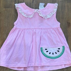 Pink Sleeveless Kids Top with Watermelon Design